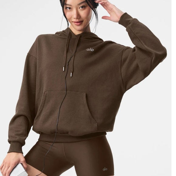 ALO Yoga (BRAND NEW) Size M UNISEX espresso hoodie - Picture 1 of 2